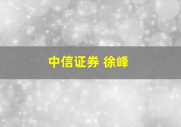 中信证券 徐峰